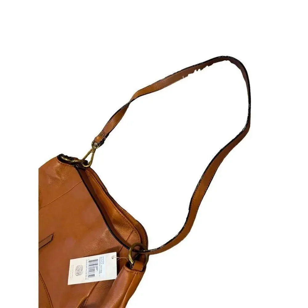 Elliott Lucca Vivien Large Brown Leather Hobo Bag Women's Shoulder Handbag